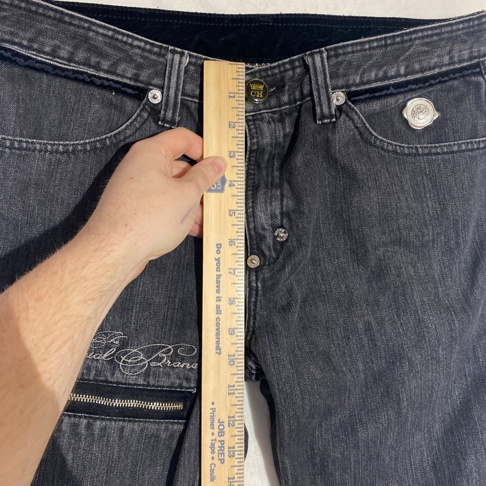 Crown Holder Imperial Brand Mens Faded Black Jeans Velvet Studded Pockets 34x31 - Picture 14 of 16